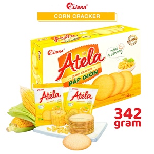 Craquelins de maïs croustillants HALAL Atela 342g Produit FMCG faible en gras du Vietnam Biscuits sucrés salés en boîte Sachet emballage bon prix - Product Image 3