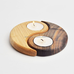 Meilleure conception porte-bougie en bois de forme carrée produit fait à la main table en bois décoration maison et hôtel meilleure vente - Product Image 2