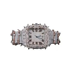 Montre en diamant Moissanite VVS, mouvement automatique, 41 mm, entièrement en or rose et blanc, avec diamants sertis sur le cadran - Product Image 1