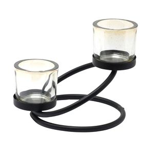 Ensemble de 3 supports à bougies en fer thermolaqué S Scroll Pedestals |   Décoration décorative en métal fait main |   Décoration de la maison et cadeaux - Product Image 2