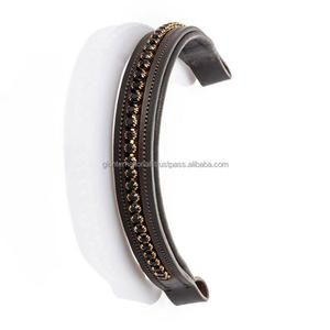 สายรัดข้อมือหนังฮาวานาคริสตัลสีดำแบบปรับแต่งได้สำหรับม้าขนาด COB แบบเต็มตัว - Product Image 2