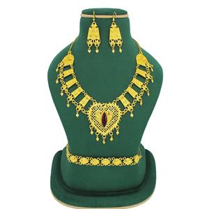 Collar con pendientes, juego de joyas, Latón chapado en oro puro, alta calidad, Emiratos Árabes Unidos Dubai, hecho en India, collar de joyería de moda - Product Image 1