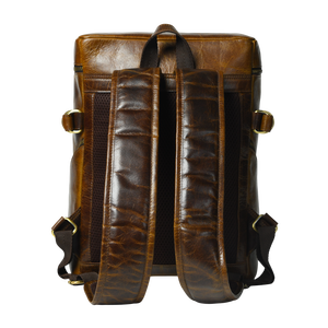 Genuine Leather Laptop <b>Backpack</b> 25-49L Adjustable <b>Strap</b> Multiple Compartments Rectangular Daypack for Men Travel - Product Image 3