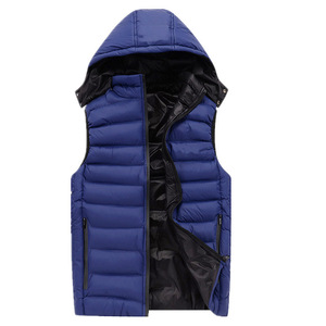 Veste matelassée sans manches à capuche pour homme, en toile, coupe-vent, polyester, hiver, écologique, imperméable, doublure en coton, minimaliste - Product Image 3