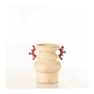 Style artistique/descriptif : Vase rustique à plusieurs niveaux avec poignées en corail rouge - Product Image 1
