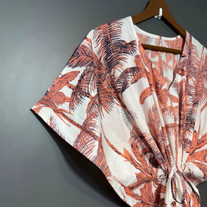 Nuevo y Elegante Kaftán con Estampado Animal, Cuello en V, Manga Corta, Cierre con Cordón, Corte Ajustado y Acampanado, de Algodón Suave Indio, con Encaje, Largo Completo, para Verano - Product Image 4