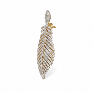 Mayrabygungun Luxury Micro Pave American Diamond Zirconia Feather Palm Leaf Drop Earrings 18K Gold Plated Sterling Earrings - Product Image 2