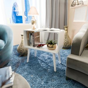 Mesa de Noche Retro, Mesa Auxiliar, Mesa de Cabecera para Espacios Pequeños, Revistero con Almacenamiento, Madera Sintética - Product Image 3