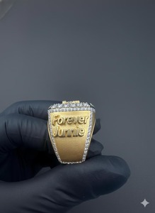 Anillo de Campeonato Hip Hop Personalizado con Número 72 y Nombre, Anillo de Plata 925 Chapado en Oro Amarillo de 14K con Moissanita - Product Image 4