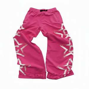Wholesale Custom Blue Star Print Wide Leg Sweatpants for men Streetwear Oversized Baggy <b>Fleece</b> <b>Trousers</b> - Product Image 2