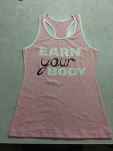 Pink Cotton Spandex <b>Tank</b> <b>Top</b> Sleeveless Racerback Print Women Fitness Running Yoga Vest - Product Image 1
