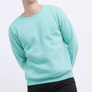 Sweat-shirt à col rond pour homme, vert menthe, coupe classique, tricot uni, décontracté, pour l'automne - Product Image 5