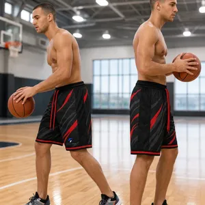 Custom Quick dry basketball shorts <b>Men's</b> sporty Bermuda shorts Black red striped shorts Drawstring athletic shorts - Product Image 5