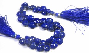Perles de pierres précieuses facettées en Lapis Lazuli 6-11 mm, bleu naturel, percées sur le côté, brin de 8 pouces, forme cœur, qualité supérieure GemsValley - Product Image 6