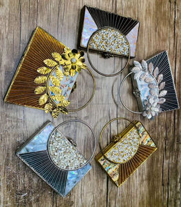 Handcrafted Designer Luxury Evening Bridal Clutch Ladies Sling Bag Resin Pearl Decor Fashion Accessory for Weddings - Product Image 4