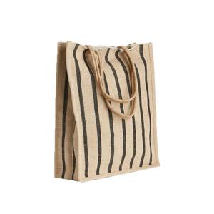 Sac fourre-tout en jute à imprimé géométrique de qualité supérieure, réutilisable et durable, idéal pour le bureau, les déjeuners, le quotidien, les courses et le commerce de détail. - Product Image 1