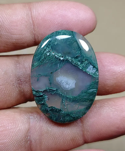 Cabujón de Ágata Verde Natural Ovalado Pulido, Piedra Suelta para Decoración de Joyas y Meditación - Product Image 1