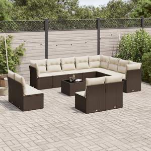 Set Divano da Giardino in Vimini PE Marrone, Arredamento da Esterno dal Design Contemporaneo, Impermeabile con Cuscini in Schiuma ad Alta Densità - Product Image 3