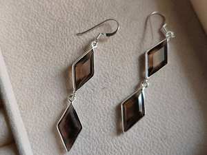 Pendientes de Cuarzo Ahumado en Forma de Cometa, Plata de Ley 925, Joyería Hecha a Mano, Elegante Regalo de Moda para Mujer - Product Image 4