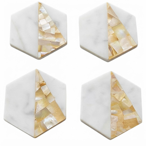Mother of Pearl Coaster Set Natural Iridescent Shell Mosaic <b>Cup</b> <b>Mat</b> Premium Handmade Heat Resistant Table Placemat For Hotel <b>Mat</b> - Product Image 4