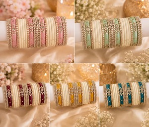 Ensemble de bracelets ethniques plaqués or avec strass floraux pour femmes, bijoux de mariage, bracelets en alliage avec incrustations de cristaux - Product Image 6