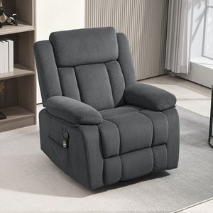 Silla de masaje basculante giratoria de gran tamaño con reposapiés de calor con bolsillos laterales de control remoto-Sillón reclinable gris - Product Image 2