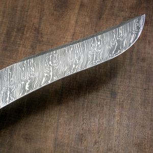Couteau utilitaire artisanal en acier Damas, manche en bois naturel, outil de camping et d'extérieur EDC - Product Image 6