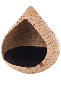 Lit mural pour chat en jacinthe d'eau tressée à la main de haute qualité, étagère-perchoir en osier écologique avec coussin, par Artisan Vietnam - Product Image 4