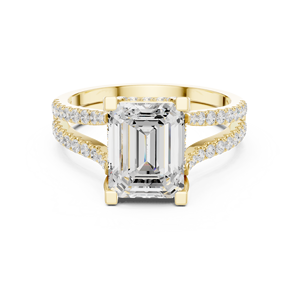 แหวนแต่งงาน/หมั้นเพชรแล็บโกรว์ทรงเหลี่ยมมรกต ทองคำแท้ 14k  แบบซ่อนวงแหวน  พร้อมใบรับรอง IGI สำหรับผู้หญิง - Product Image 1
