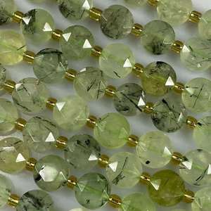 Perles de guérison en quartz rutilé vert naturel authentique de qualité supérieure, taillées en rond, facettées, pour la fabrication de bijoux - Product Image 1