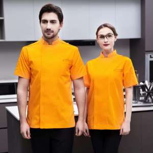 Chaqueta de Manga Corta con Cuello, Uniforme Profesional para Cafetería, Panadería, Camarero, Barbería, Hotel y Restaurante, Chaqueta de Chef - Product Image 1
