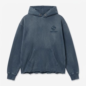 Vintage Wash Hoodie Men's Cotton Oversized <b>Drop</b> Shoulder Raw Hem Cropped <b>Sun</b> Faded Hoodie Streetwear Pullover Hoodies for Men - Product Image 1