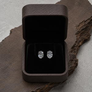 Pendientes de Lujo con Moissanita de Corte Ovalado, Plata de Ley 925, Clásicos, Solitarios de 4 Puntas, Engaste de Garra Plateado para Boda - Product Image 5