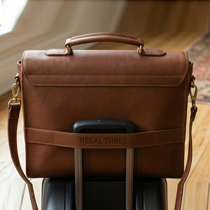 Classic Genuine Leather Briefcase Buckle Closure Durable Hard Bag Business Men's Unisex Satchel Shoulder Bags - Product Image 3