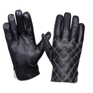 Gants de conduite en cuir noir unisexes, respirants, avec sangle de poignet réglable pour une conduite confortable, avec dos matelassé - Product Image 6