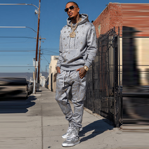 Ensemble de survêtement unisexe en strass pour l'hiver, style urbain, avec sweat à capuche zippé et pantalon de jogging, tenue de mode - Product Image 4