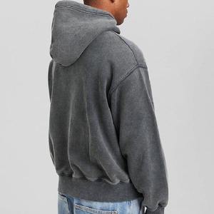 Sweat-shirt molletonné 220g pour homme, style streetwear, haute qualité, en coton délavé, coupe oversize à épaules tombantes, effet délavé à l'acide, idéal pour l'hiver - Product Image 3