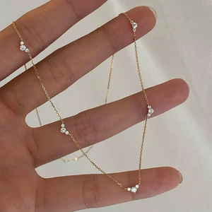 Collier délicat en or avec diamant de laboratoire pour femme, chaîne flottante minimaliste, plaqué or, bijou délicat, cadeau - Product Image 1