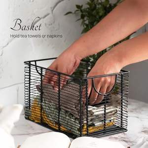 Panier de rangement métallique empilable avec design géométrique vintage, organisateur en fil métallique durable et écologique pour usage domestique polyvalent - Product Image 6