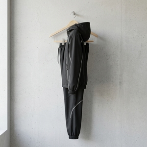 Conjunto Deportivo de Dos Piezas para Mujer, Sudadera con Capucha Negra, Cierre de Cremallera, Resistente al Viento, Manga Larga, Pantalones Deportivos de Color Sólido - Product Image 5