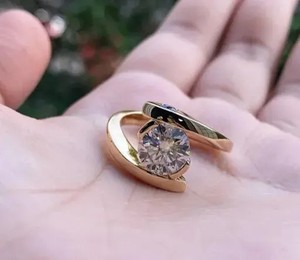 Modern round solitaire twist <b>diamond</b> <b>ring</b> with crossover shank luxury bridal engagement anniversary fine jewelry statement - Product Image 4