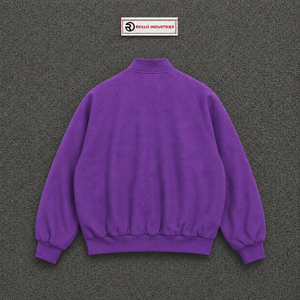 Blouson universitaire en laine violette pour homme, blouson bomber surdimensionné personnalisé avec fermeture à boutons-pression, col, poignets et ourlet côtelés, vente en gros - Product Image 6