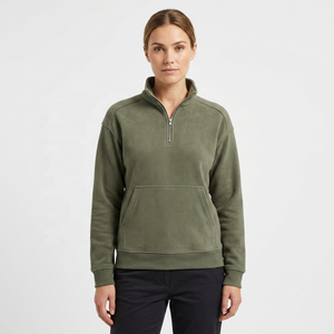 เสื้อสเวตเชิ้ตผู้ชายสีเขียวมะกอก คอซิป ¼ ซิป ทรงปกติ สีพื้น คอตั้ง สวมใส่สบาย มีกระเป๋าหน้า - Product Image 4