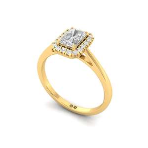 Bague solitaire en diamant de laboratoire taille radiant et taille ronde, plaqué or 10 carats, de luxe, pour mariage et anniversaire féminin - Product Image 2