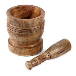 Juego de Mortero y Pilón de Madera Natural, Ecológico, Molinillo de Cocina de Madera Maciza, Herramienta Manual para Hierbas y Especias 147 - Product Image 1