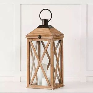 Farol de madera, portavelas decorativo compacto para centros de mesa, decoración para recepción de bodas, decoración para restaurantes, decoración del hogar - Product Image 1