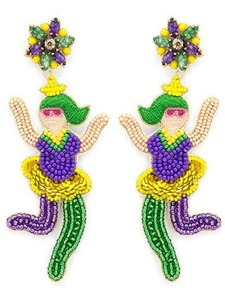 Handmade Beaded High <b>Heel</b> Earrings Festival Mardi Gras Rhinestone Statement <b>Shoe</b> Dangle Earrings <b>for</b> Women and Girls Events 2026 - Product Image 2