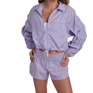 Custom Spring Windbreaker Set for <b>Women</b> & Men Polyester/Cotton Breathable Waterproof <b>Jacket</b> & Shorts with Custom Logo - Product Image 4