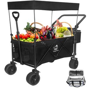 Carrello Pieghevole da 140L con Freno per Ogni Terreno e Tettuccio Rimovibile per Campeggio - Product Image 1