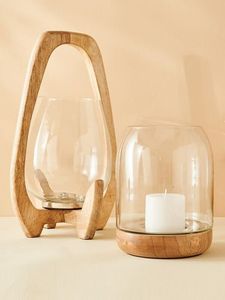 Support de bougie artisanal en bois massif, centre de table rustique décoratif pour la maison, le salon, les mariages et les fêtes - Product Image 2